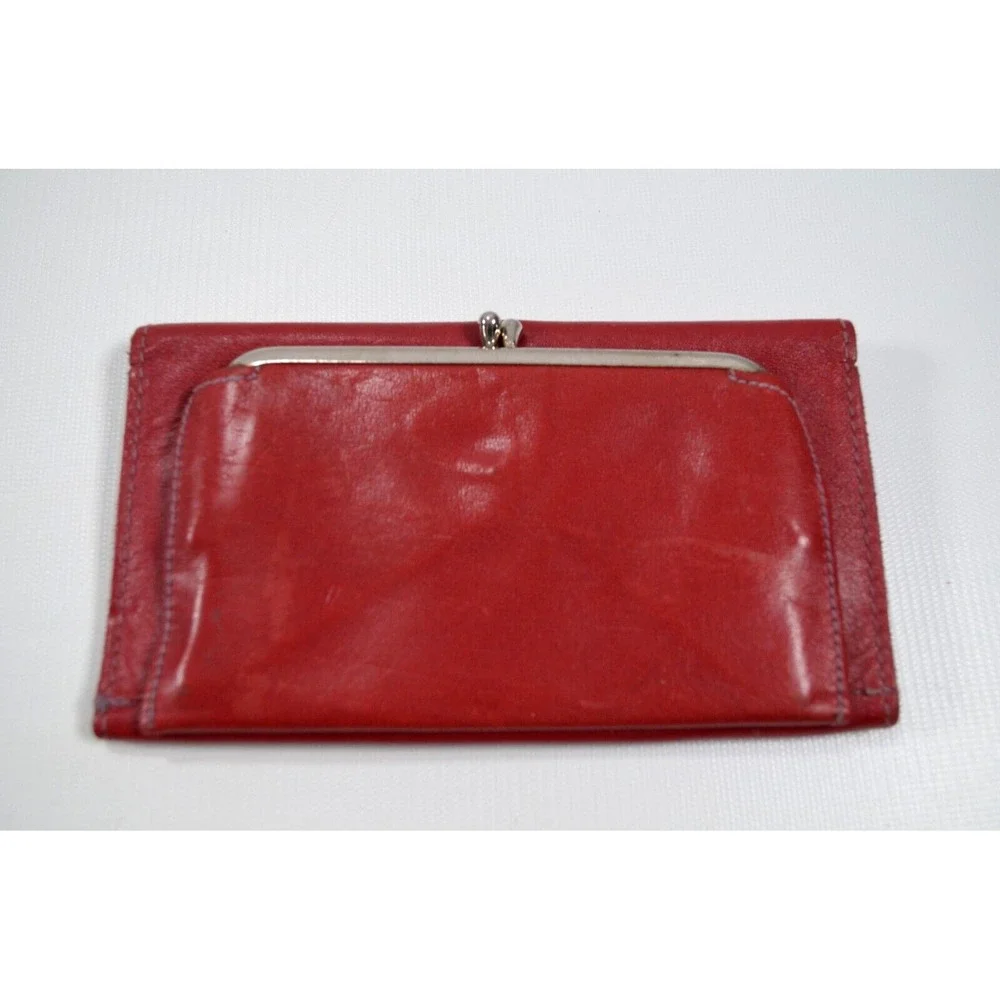 Vintage Womens Baronet Genuine Leather Wallet Red With Checkbook Notes Coin Slot